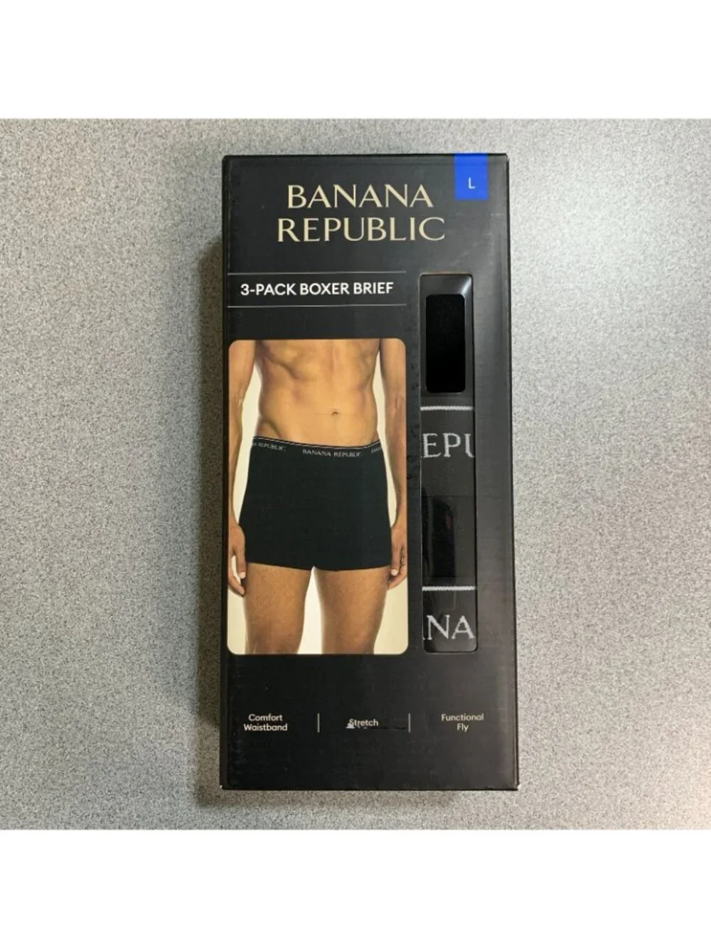 NWT Banana Republic Men's Size L Black 3-Pack Boxer Briefs